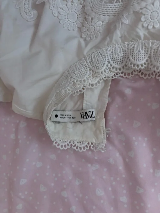 Zara White Lace-Detail Victorian-Inspired Blouse - Picture 6 of 10